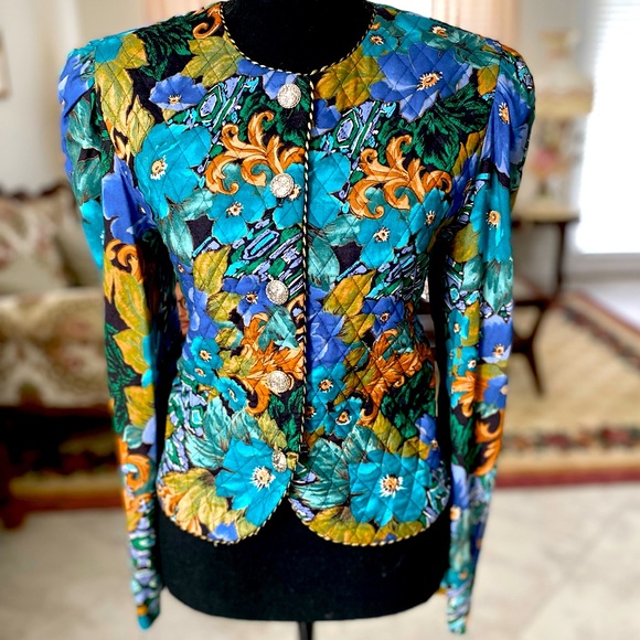 Quilted Floral Blazer Jacket - Picture 1 of 8